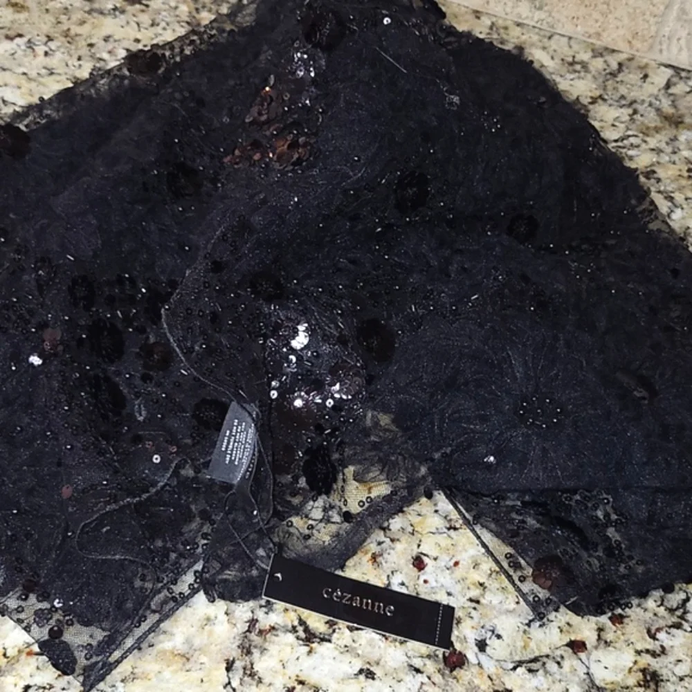 Cezanne Black Sequin Evening Shoulder Wrap Shawl